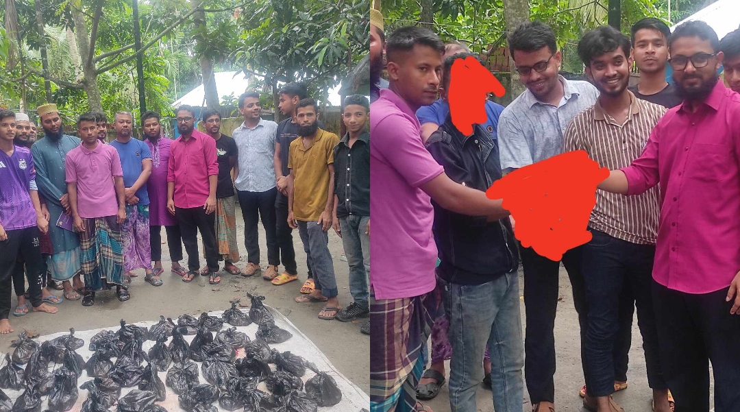 পূর্ব চররুহিতা যুব সমাজ কল্যাণ ফাউন্ডেশনের উদ্যোগে অসহায়দেরকে গরুর মাংস বিতরণ