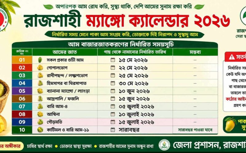 রাজশাহীর কোন আম কখন বাজারে আসবে, সময়সূচি ঘোষণা